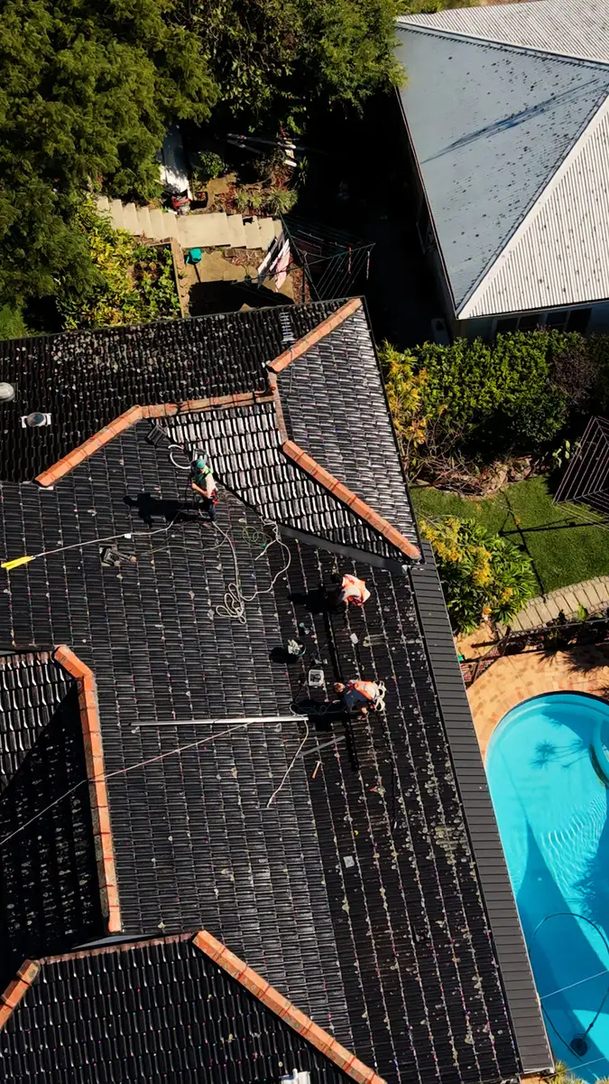 Aerial view of a Newy Solar Co solar installation in New Lambton