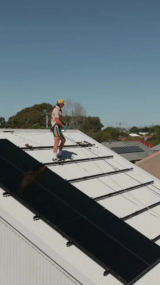 Newy Solar Co team installing solar panels at a Mayfield home